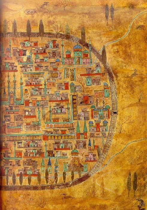 Image source muslimheritage-com Plan of Tabriz, Iran by the 16th Century Ottoman polymath Nasuh Al-Matrakî. From Al-Matrakî's Beyân-i Menâzil-i Sefer-i ‘Irakeyn. 