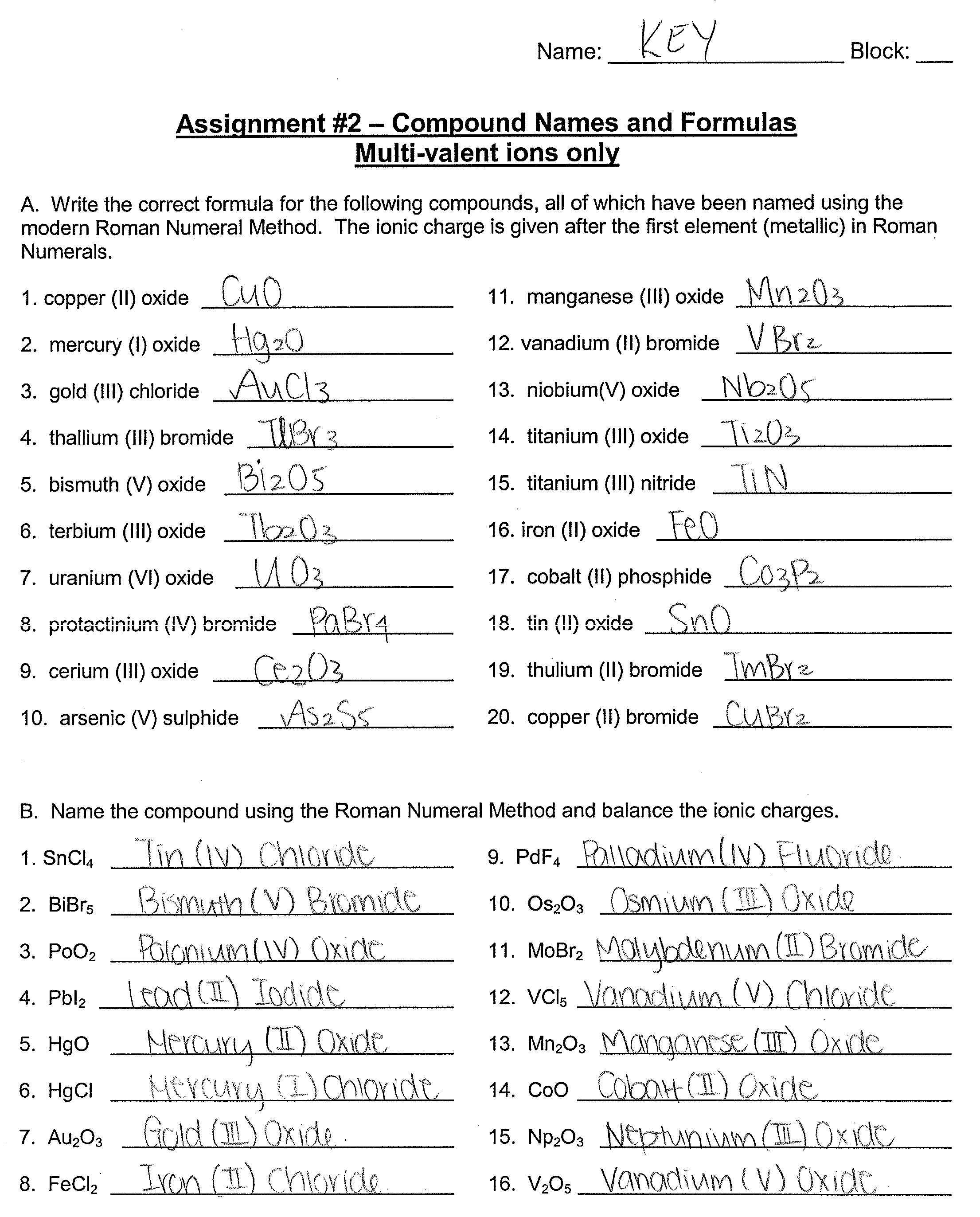 Science 11 Worksheets  Mr Lo In Simple Binary Ionic Compounds Worksheet