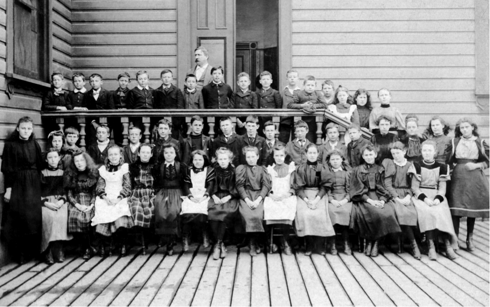 Group photo - ‘West End’ or ‘West’ School, (later the location of Aberdeen School), 1897 (photo courtesy of the Vancouver City Archives.) Click for full-size.